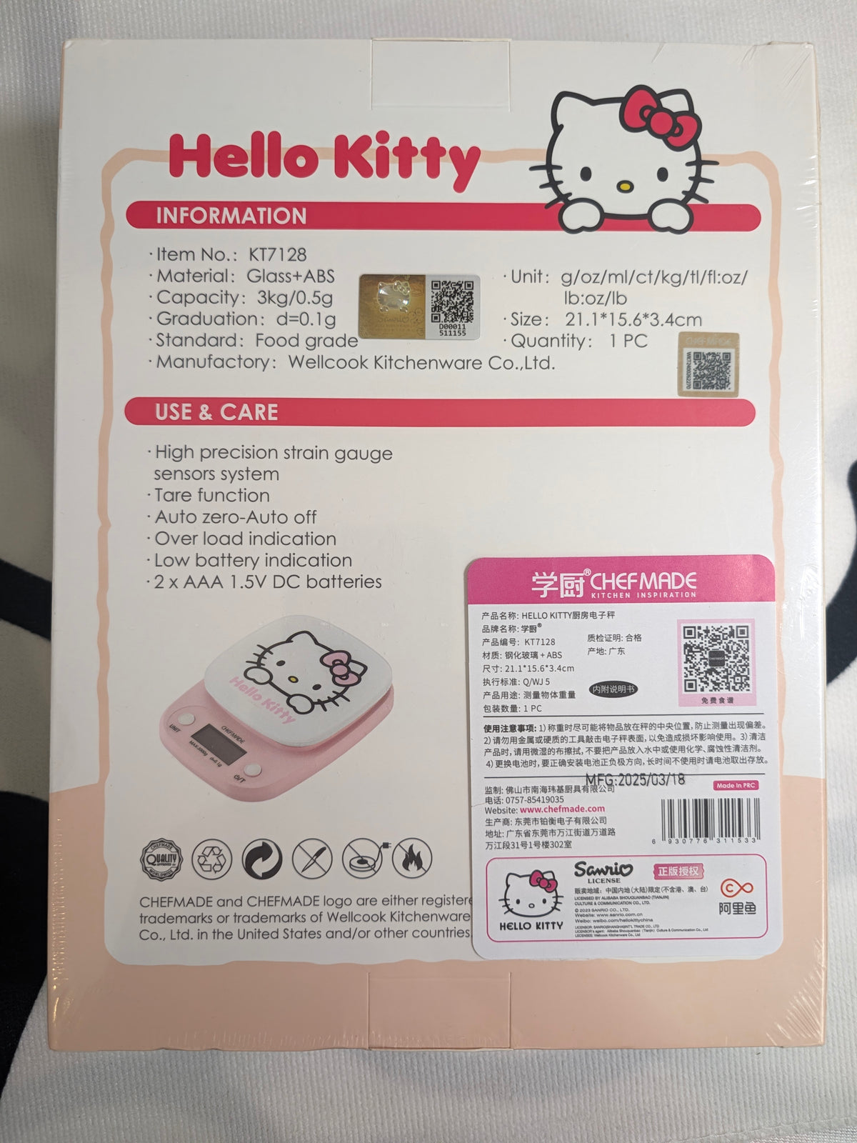 Hello Kitty Electronic Kitchen Scale Licensed