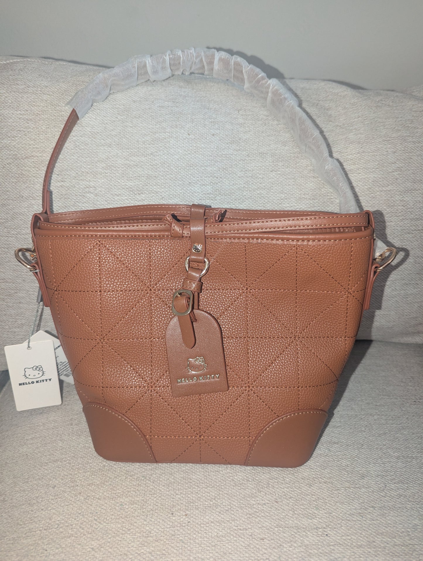 Luxury Brown and Gold Drawstring HK Purse