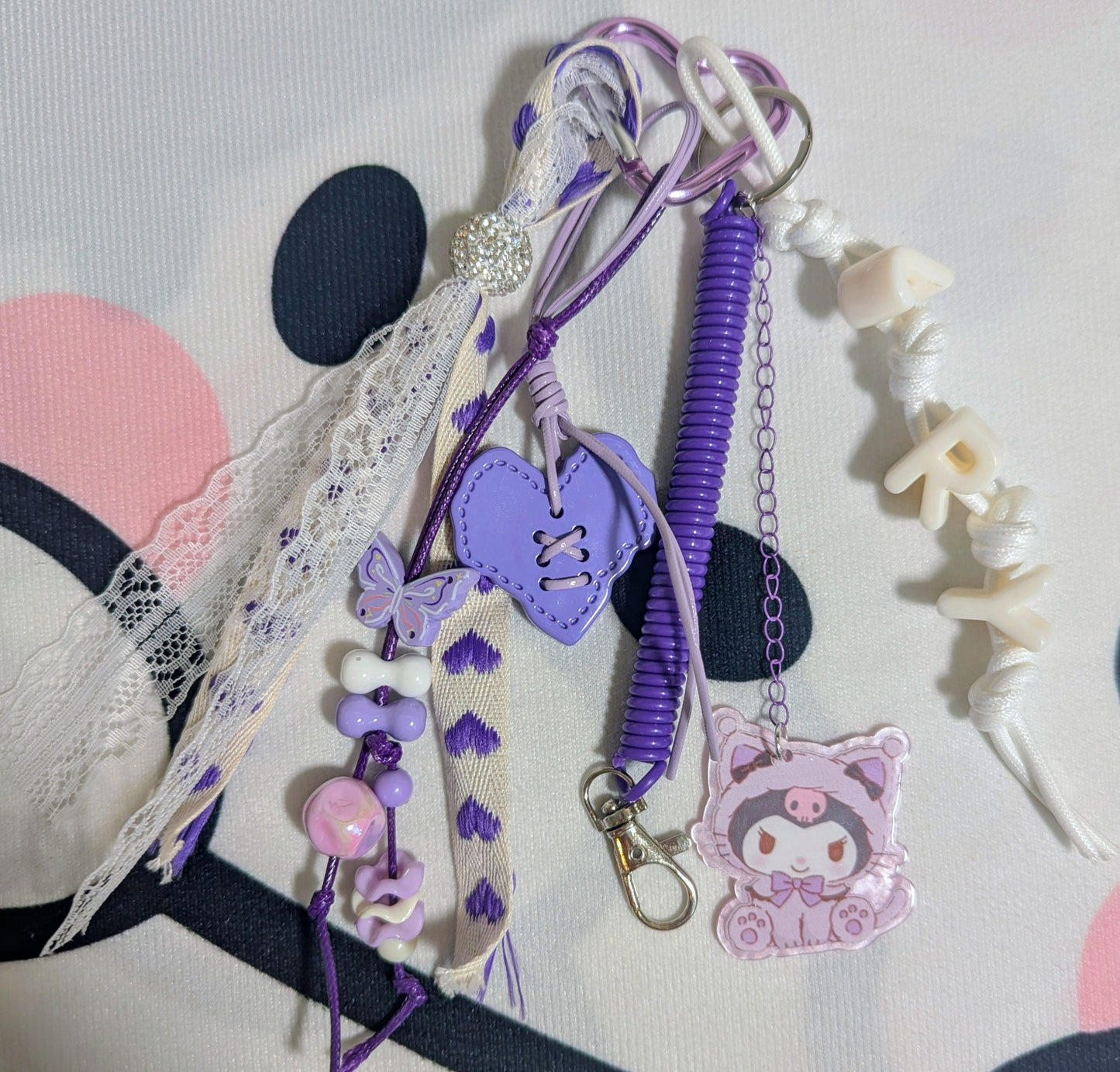 Purple and White Kuku Bag Charm