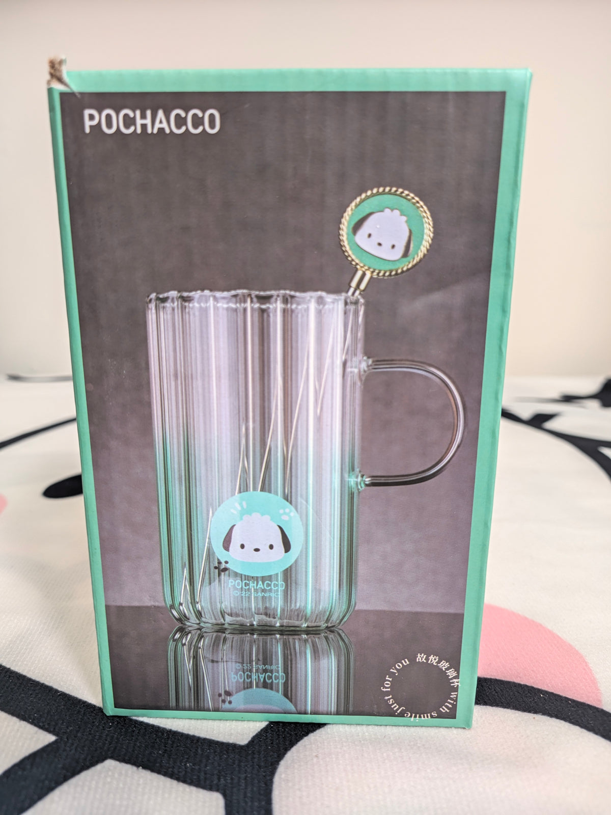 Pochacco Thin Glass Cup with Stirrer Licensed