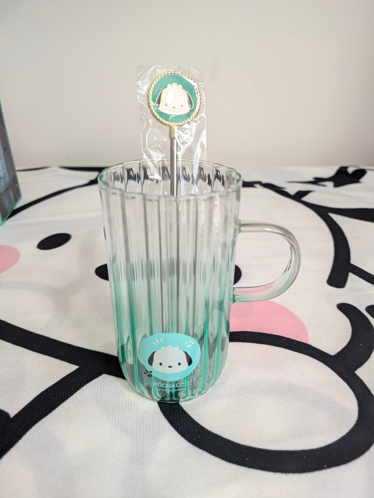 Pochacco Thin Glass Cup with Stirrer Licensed