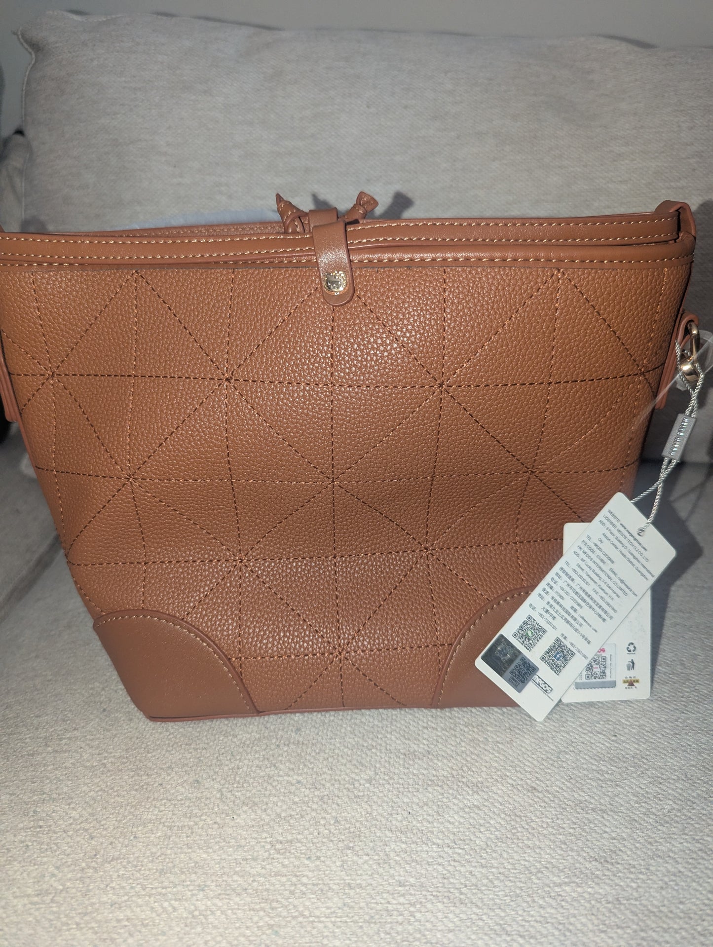 Luxury Brown and Gold Drawstring HK Purse