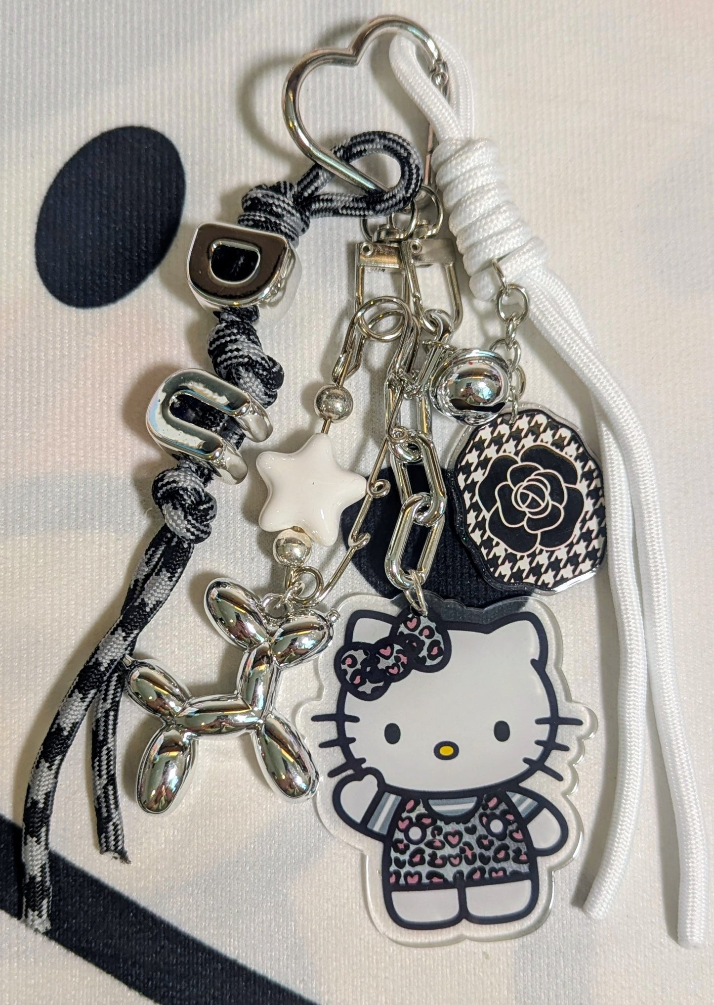 Black and White HK Bag Charm